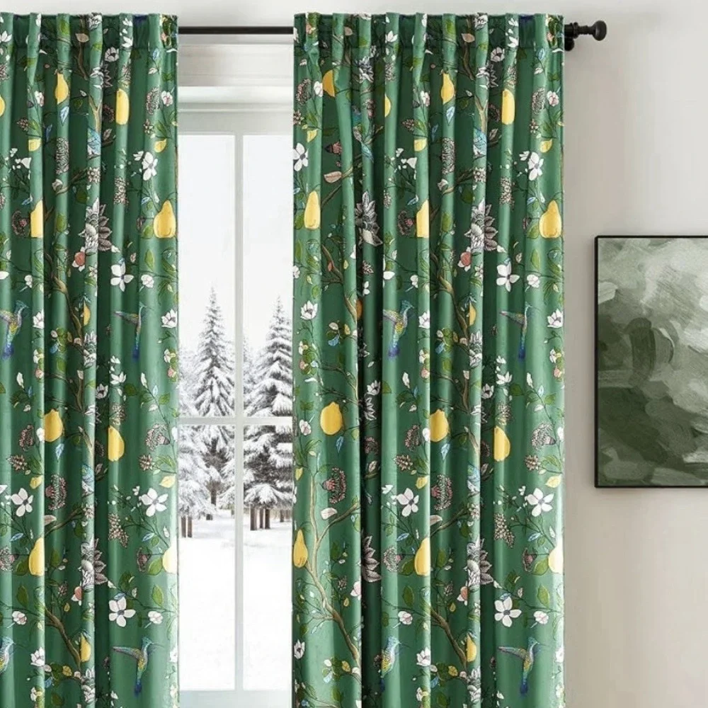 MUSSEL Luxury Velvet Floral Curtains 52w